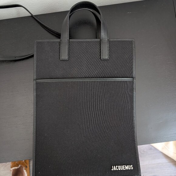 Jacquemus Le Cabas Leather-trimmed Canvas Tote In Black - Picture 1 of 4